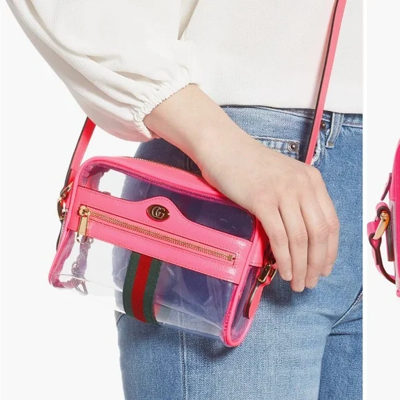 Gucci Ophidia Pink & Green Transparent Convertible Bag - Picture 3 of 17